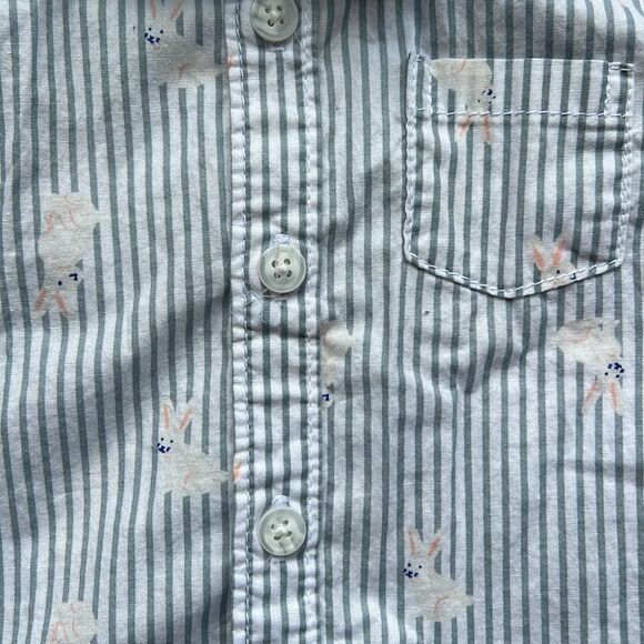 Old Navy Easter Bunny Button-Down Shirt with Bow Tie-6-12M - Picture 2 of 4